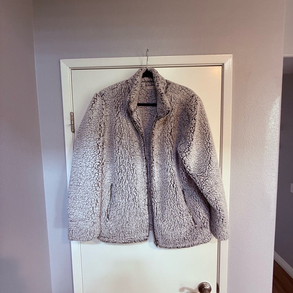Cozy Gray Sherpa Jacket